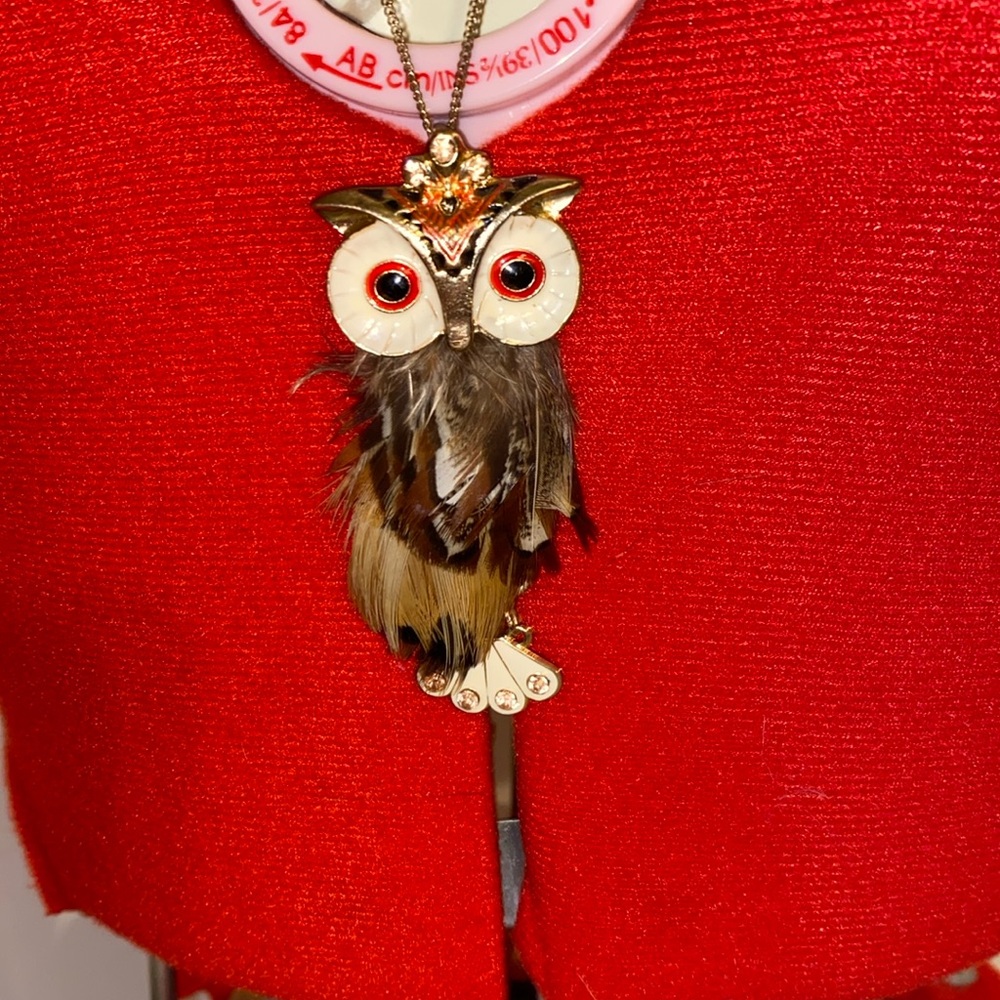 Long Feathered Owl Necklace
